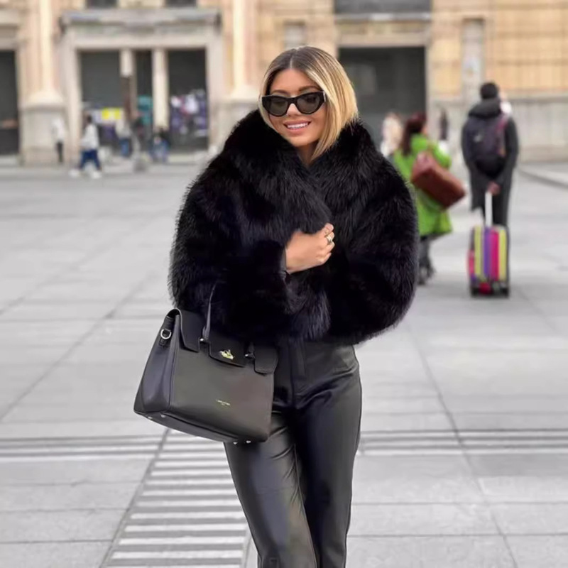 New Cross-Border Fur Coat for Women, European and American Short Style, Fox Fur, Fashionable and Warm, Autumn and Winter Plush Women's Coat