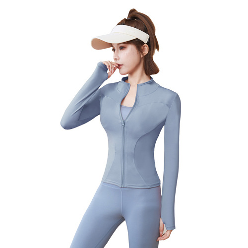 Sports coat women's spring and autumn fitness wear long-sleeved quick-drying tight sun protection top jacket cardigan training fitness wear
