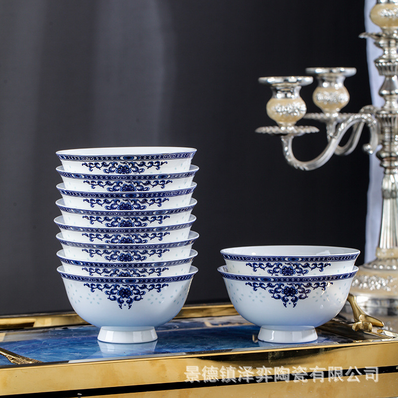 4.5inch 그릇 Jingdezhen 파란색과 흰색 도자기 식기 도매 접시 도자기 세라믹 그릇 선물 저녁 식사 접시 그릇 식기 접시