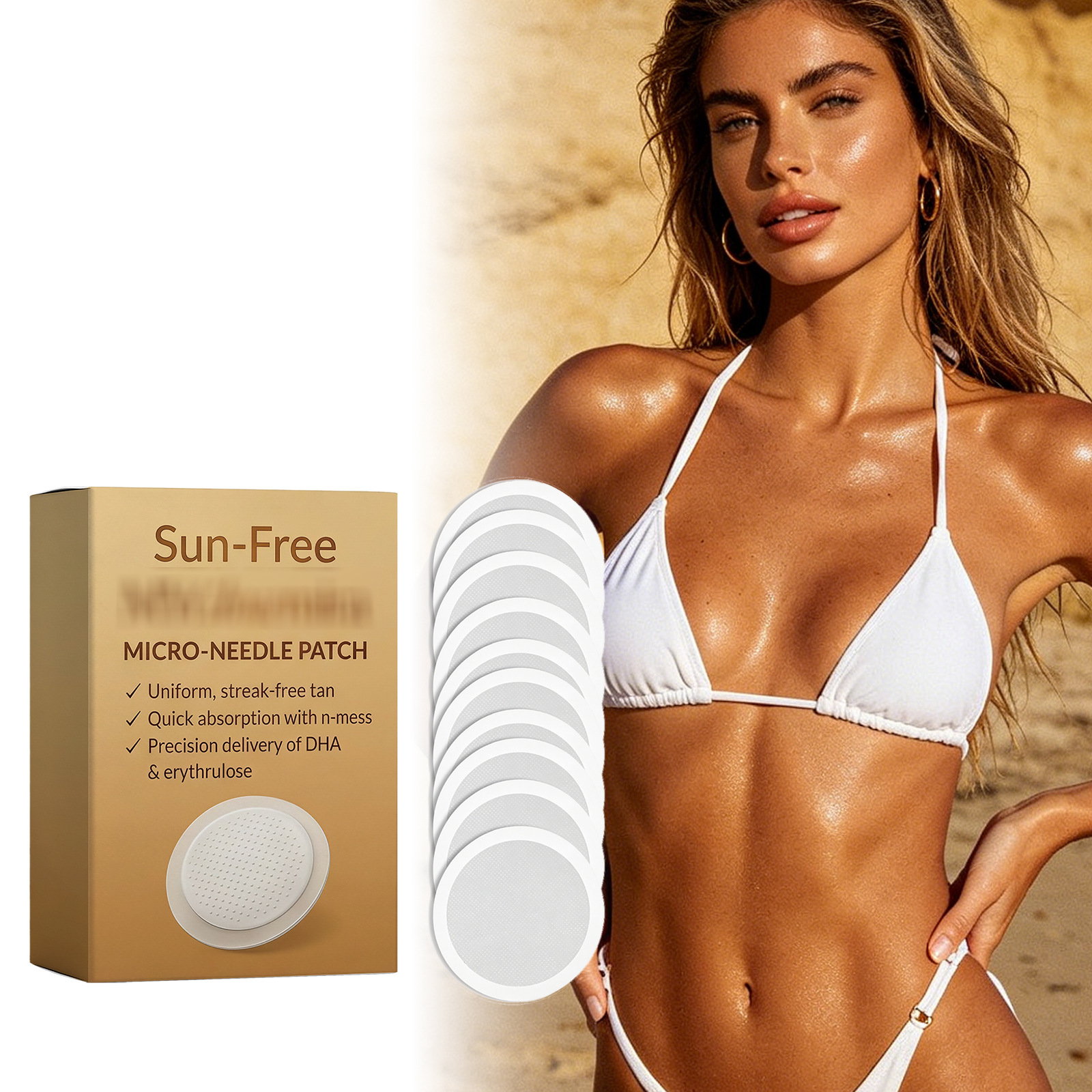 Sunless Tanning Care Patch for Summer Outdoor Beach Use, Breathable and Skin-Friendly, Convenient Tanning Aid Patch for Bronze Skin