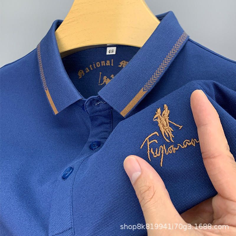 Paul Short-sleeved T-shirt Men's Summer Lar Loose plus size Embroidered Polo Shirt Foreign Trade Casual Top Men's T-shirt