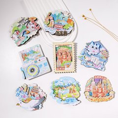 全国観光都市木製磁気冷蔵庫マグネット湖南大理新疆蘇州天水観光名所旅行のお土産