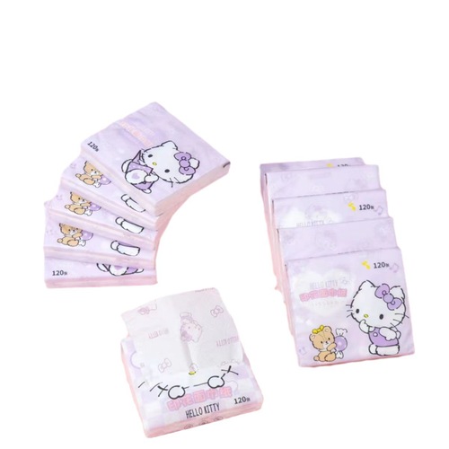 Sanrio Cartoon Printed High-Quality Tissue Paper, Small Pack Portable Tissues, Wood Pulp Dinner Napkins, Facial Tissues, Wholesale