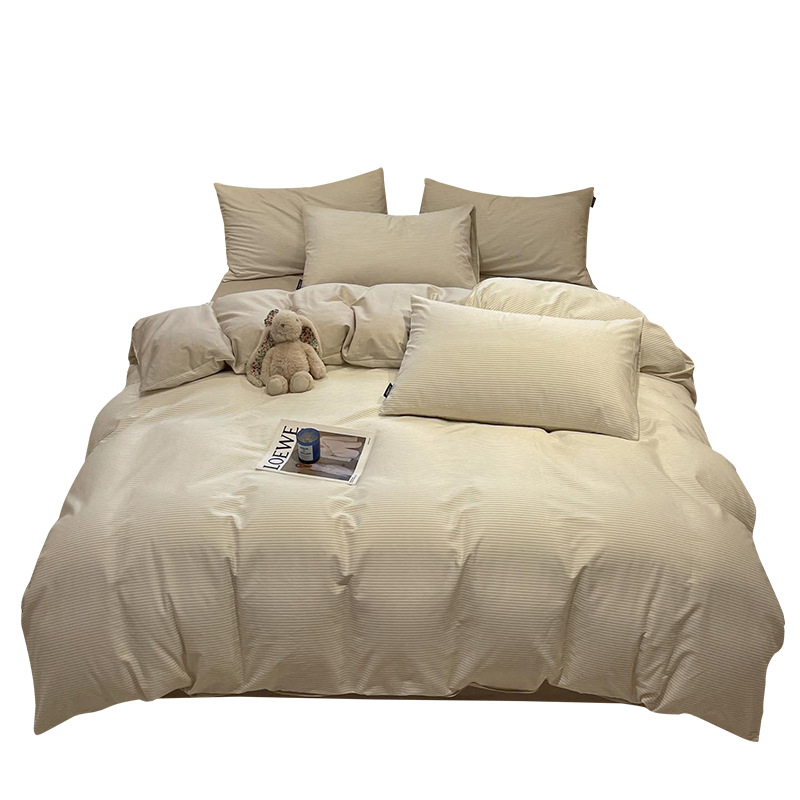 Algodón simple de cuatro piezas de algodón 2025, nueva sábanas cubiertas de ropa de cama dormitorio tres piezas