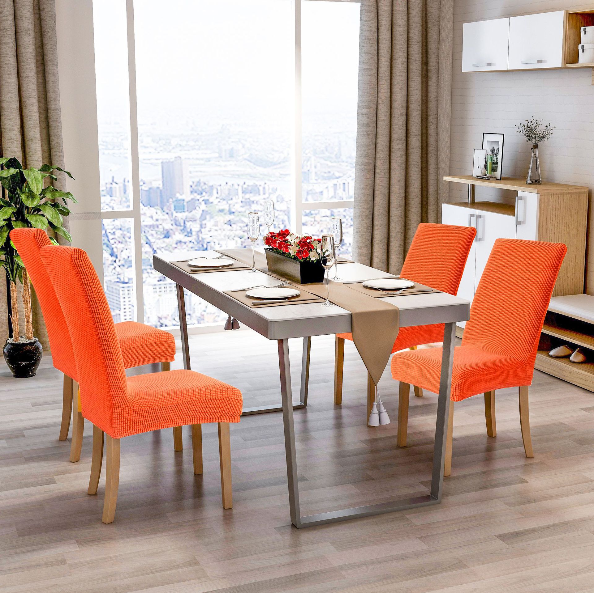 北欧椅套纯色耐磨家用椅子罩套加厚摇粒绒一体防尘防滑防猫抓