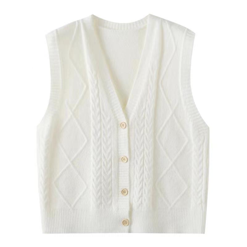 2024 Autumn New Women's Vest Knitted Vest Women's Outer Wear Japanese Twist Solid Color Sweater Vest Stacked Slim 2024 Autumn New Women's Vest Knitted Vest Women's Outer Wear Japanese Twist Solid Color Sweater Vest Stacked Slim