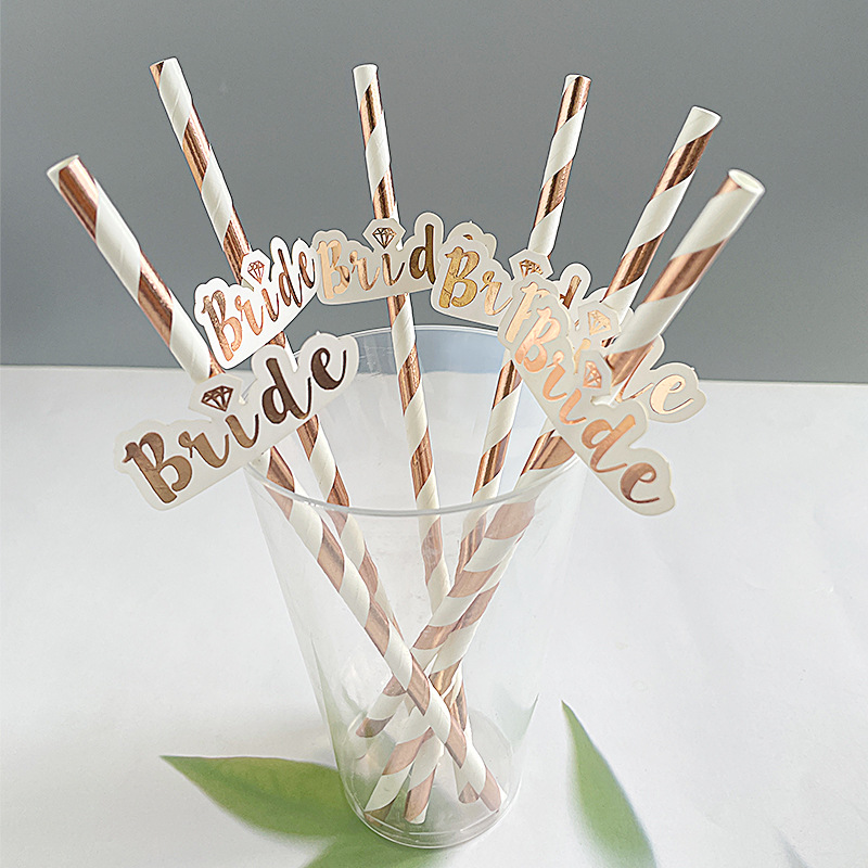 Transfronterizo en stock suministro despedida de soltero fiesta boda bebida Decoración paja colocación creativa paja de papel degradable