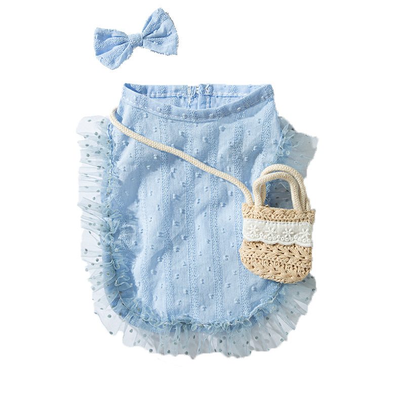 Gato primavera y verano estilo pastoral bolso chaleco perro pequeño y mediano perro estilo delgado dama mascota ropa de gato verano