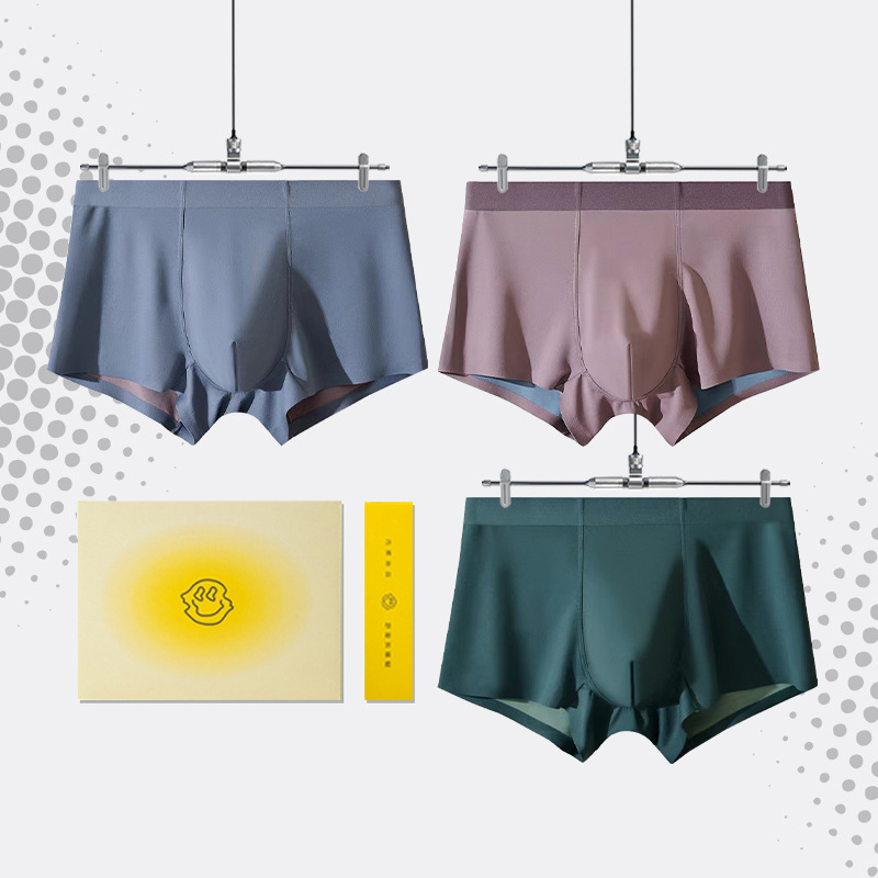 【3 Pack in Box】High-End Dual-Side 100-Pair Men's Underwear, Lanolin Modal, Invisible Ice Silk Packaging Box, Wholesale
