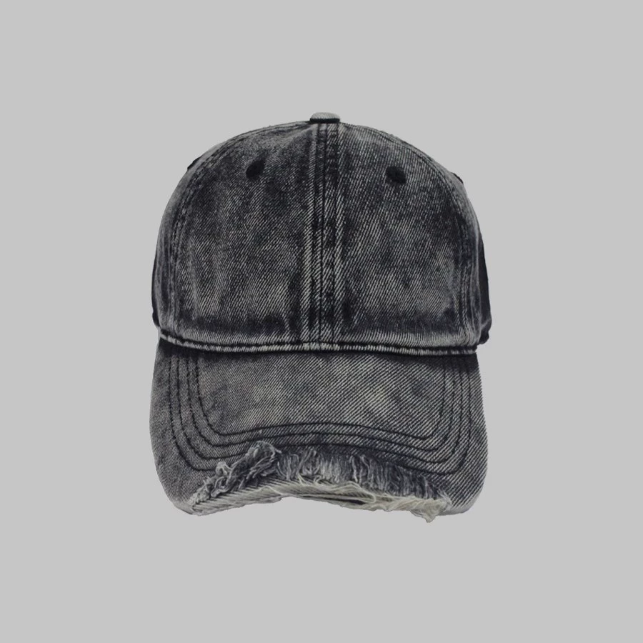 Denim baseball cap, leisure adjustable hat, washed look, size M (56–58 cm)