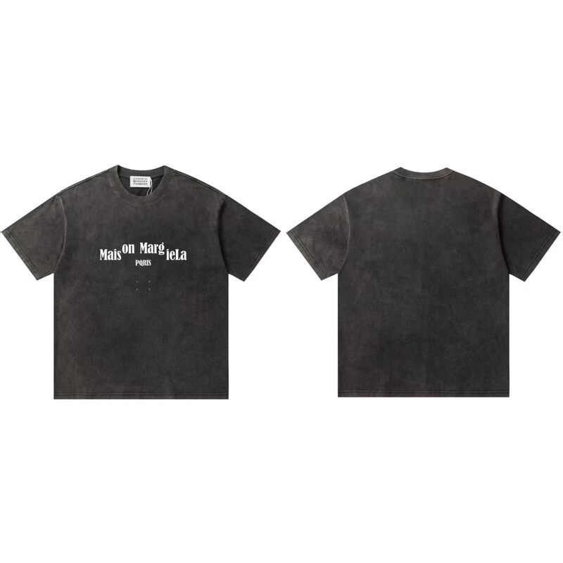 クロスボーダーファッションラグジュアリーマルジェラウォッシュプリントユニセックスルーズカジュアル万能半袖Tシャツドロップシッピング|undefined
