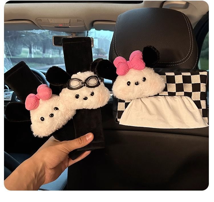 Car Decoration Tissue Box, Small Dog-Shaped Hanging Tissue Bag, Small Ornament, In-Car Tissue Box