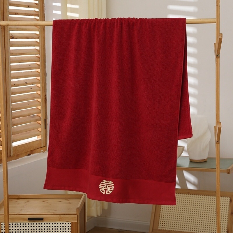 Bath Towel Set Gift Box Wedding Non-Fading Coral Fleece Bath Towel Wedding Couple Red Towel Wedding Towel Manufacturer