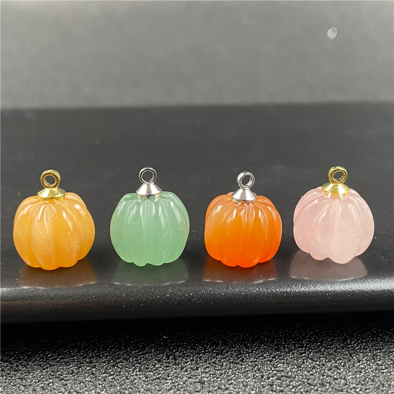 2g Weight Pendant Necklace Classification Gem Material Polishing Design Red, Green, Wine Red, Yellow Color Retro Pink Crystal Pumpkin Pendant Bead Diy Accessories 6