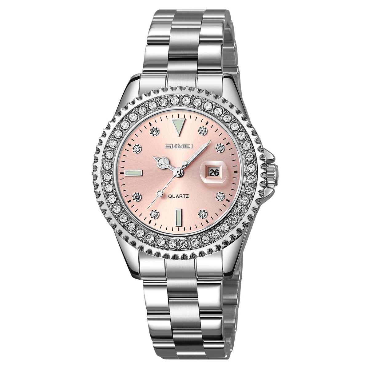 Momento de belleza ligera de lujo damas reloj de cuarzo 30 metros calendario impermeable relojes de moda fabricantes al por mayor transfronterizos