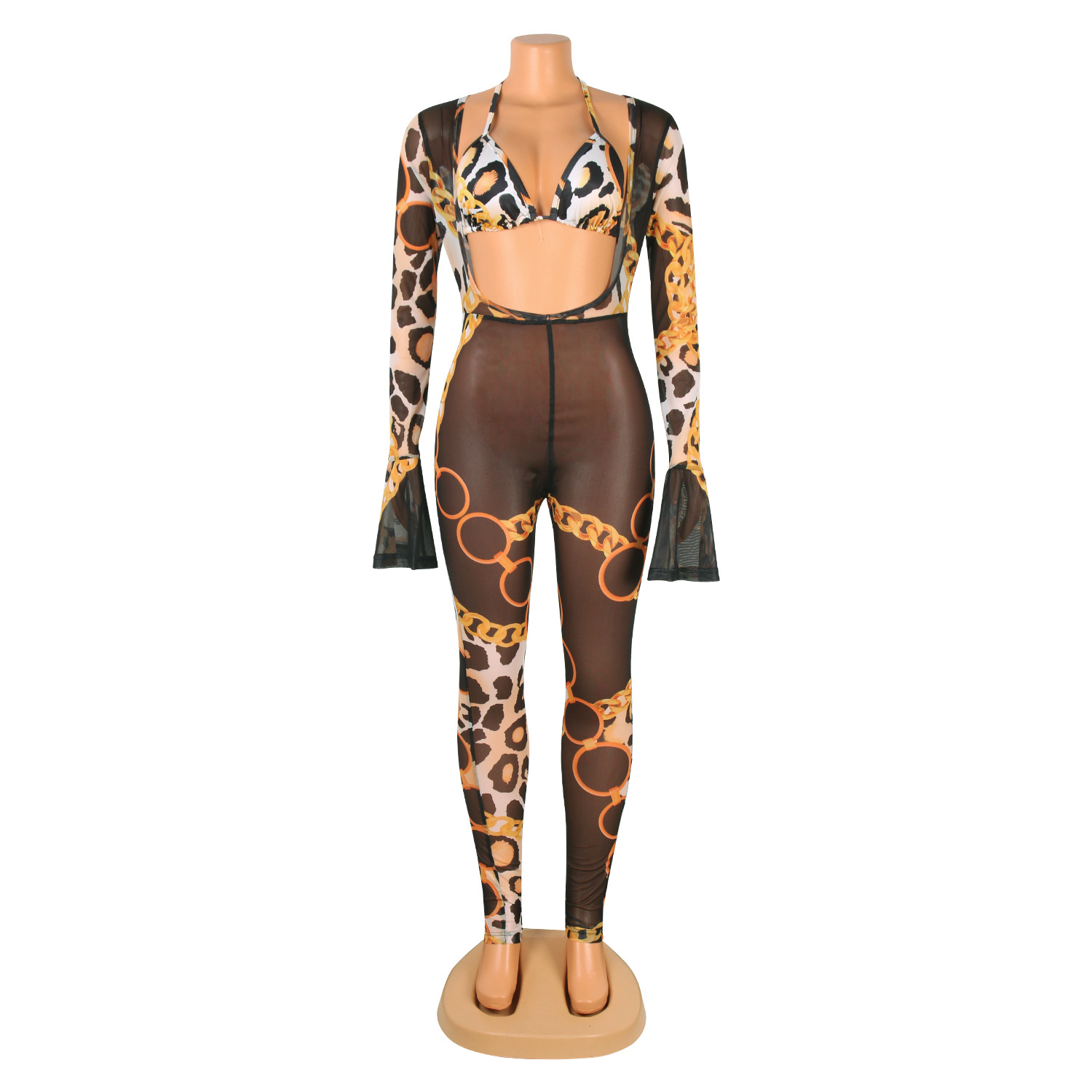 Women's Holiday Street Sexy Leopard Full Length Jumpsuits display picture 23