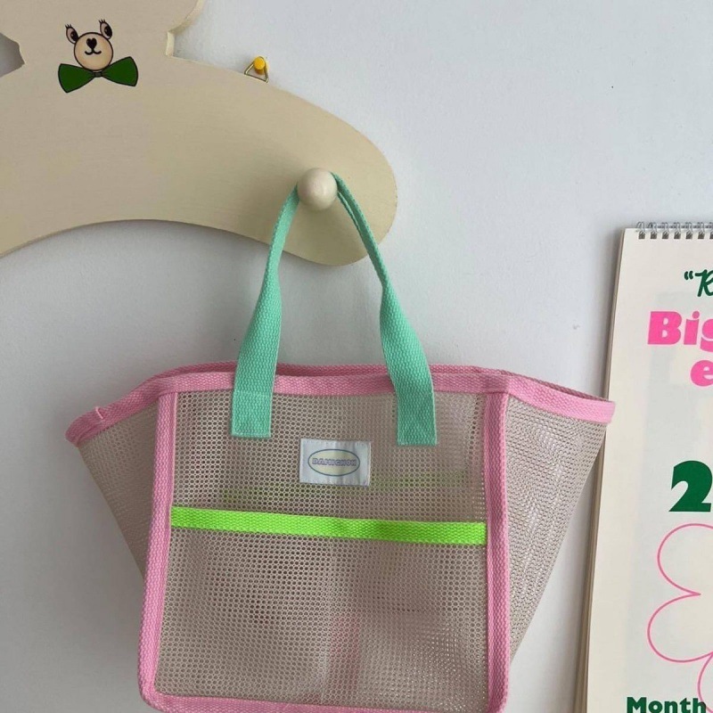 Ins K-Style Small Fresh Satchel Mesh Beach Bag Leaking Bath Bag Bath Pocket Large Capacity Travel Swimming Delivery
