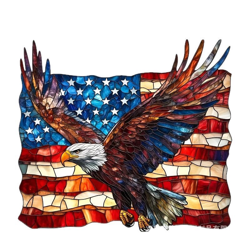 Transfronterizo 2D plano bandera americana águilas acrílico cóndor trampa de luz ventana de vidrio de colores colgante decoración porche