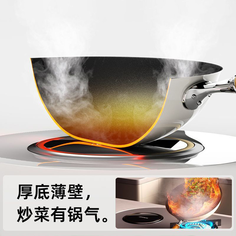 新款芳华系列炒锅含钛陶瓷釉不粘锅多功能炒菜锅通用炉灶煎炒锅|undefined