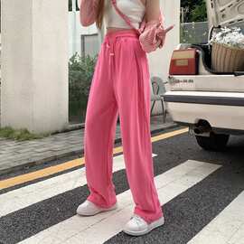 美式高街运动裤女秋季宽松休闲裤长裤高腰直筒束脚卫裤子外贸批发