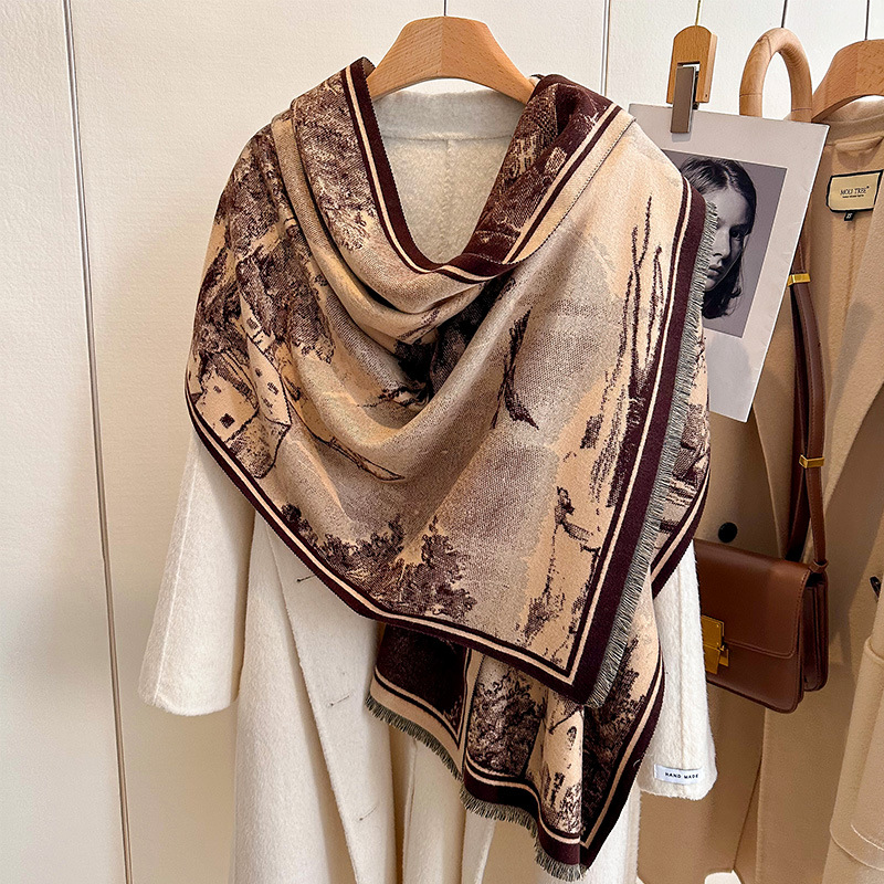 Autunno Inverno Nuovo Paesaggio ad olio europeo Elegante, alla moda e di alta qualità Cashmere caldo da donna_voghion.com