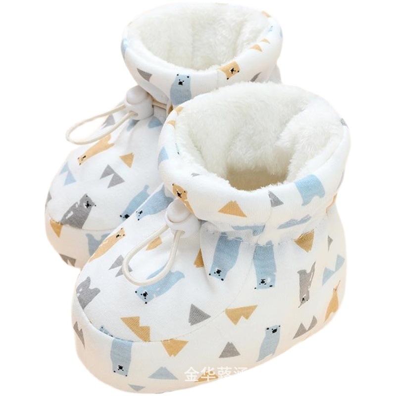 Otoño e invierno zapatos de bebé invierno forrado de lana 0-1 año de edad bebé suave Fondo Niño Zapatos anti-gota zapatos de algodón cálido zapatos de luna llena calcetines gruesos 6