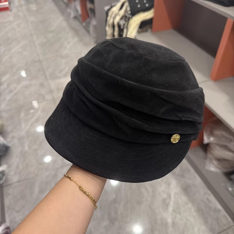 秋冬款保暖百搭显瘦减龄马术帽子女网红k字母徽章绒面平顶鸭舌帽|undefined
