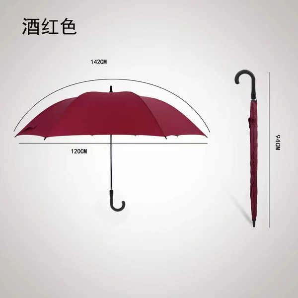 8-rib enlarged automatic curved handle umbrella-burgundy