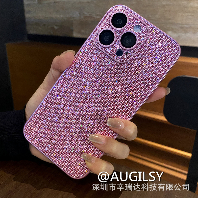 适用iphone16ProMax闪钻侧边贴钻PC手机壳自带镜头膜苹果15保护套|undefined