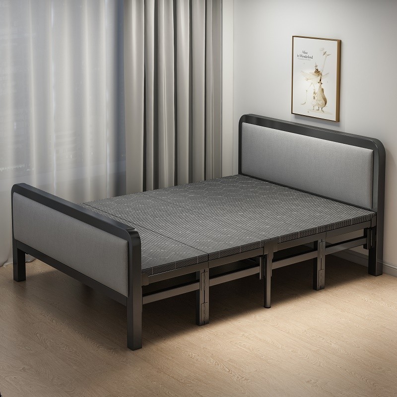 Cama plegable Casa individual Cama simple Dormitorio Almuerzo Cama pequeña Oficina Siesta artefacto Casa de alquiler Cama de hierro para adultos