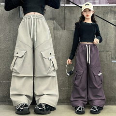 2025儿童秋季新款美式复古工装裤中大童直筒时髦阔腿裤两用脚口