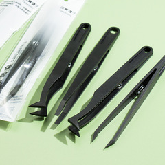 Taiwanese black spring bent tip pointed tweezers handmade tweezers small tool repair clamp electronic repair anti-magnetic
