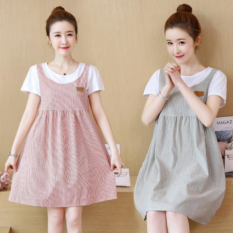 孕婦裝夏裝連衣裙時尚款洋氣潮媽上衣寬鬆中長款小個子夏天裙子女