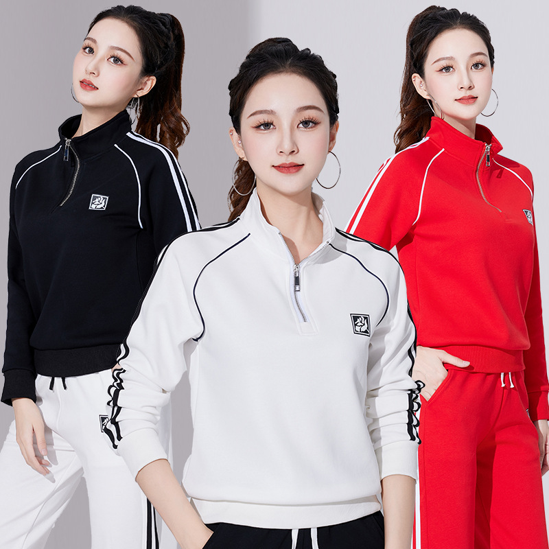 2023 Momenuda New Square Dance Autumn/Winter Stand Collar Zipper Fashion Trendy Sporty Casual Plus Size Women's Hooded Sweatshirt