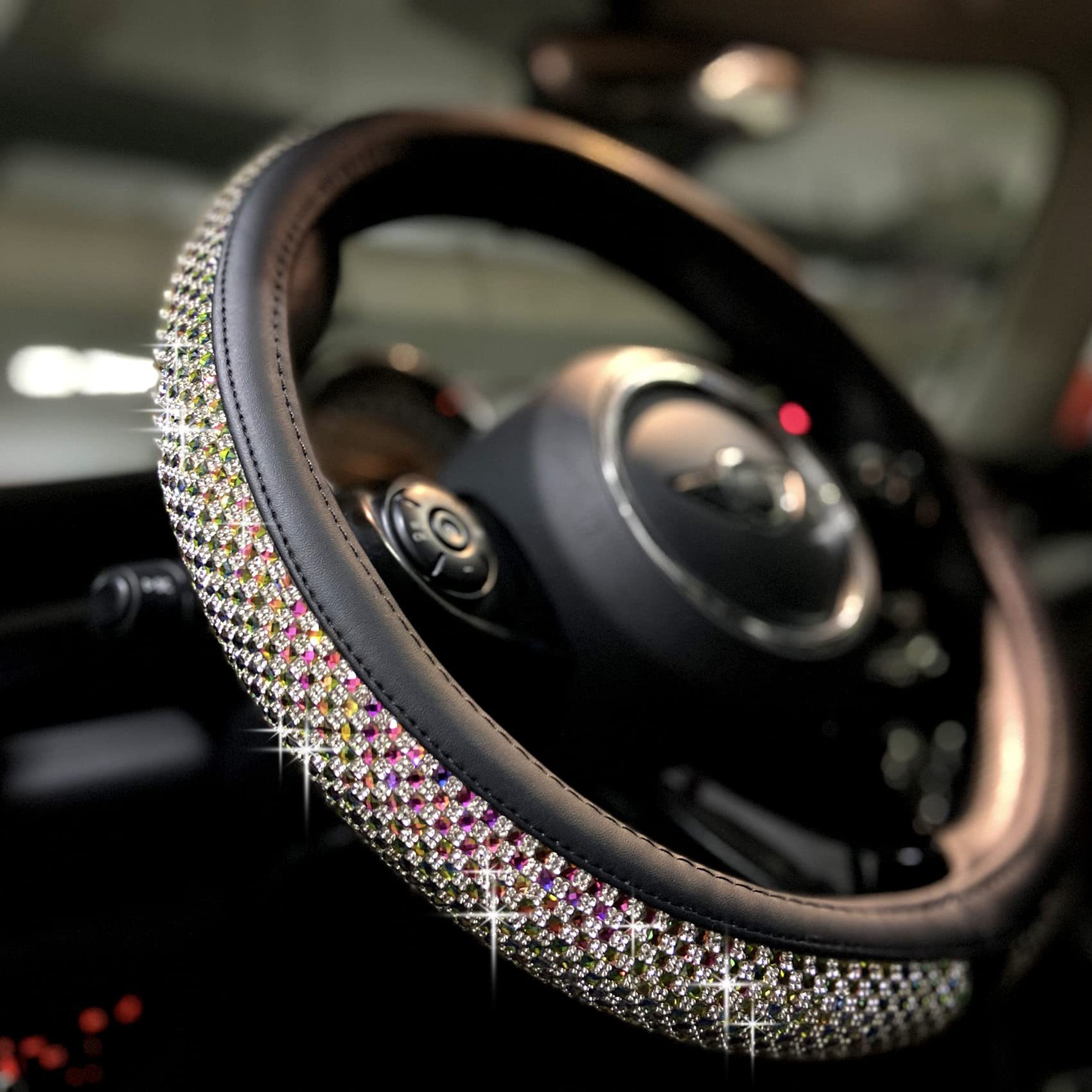 Car diamond steering wheel cover Amazon foreign trade car handle cover rhinestone with drill four seasons universal handle cover wholesale