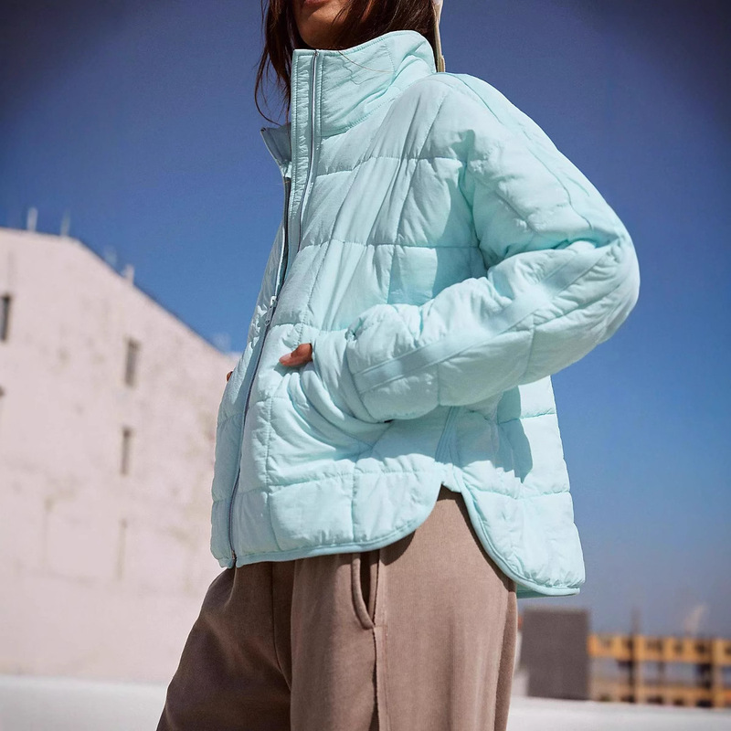 2023 autumn and winter New Amazon European and American women's lightweight zipper compression cotton jacket short down jacket coat