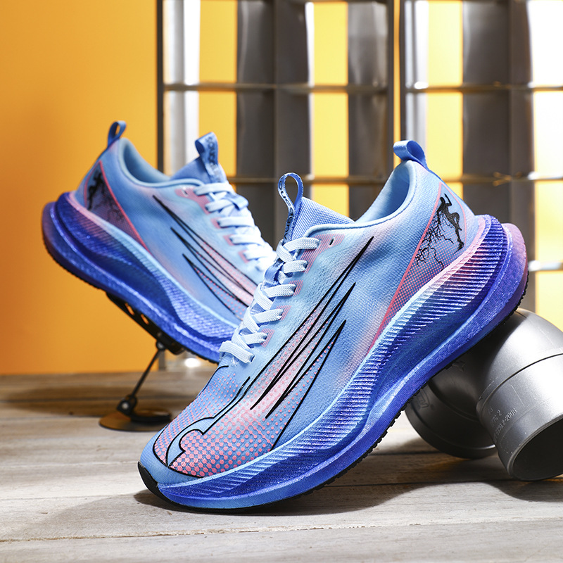 Youth Autum Running Shoes for Primary and Secondary School Students Mesh Carbon Plate Real Shock-Absorbing Sports Non-Slip Running Shoes Long-Distance Running Racing