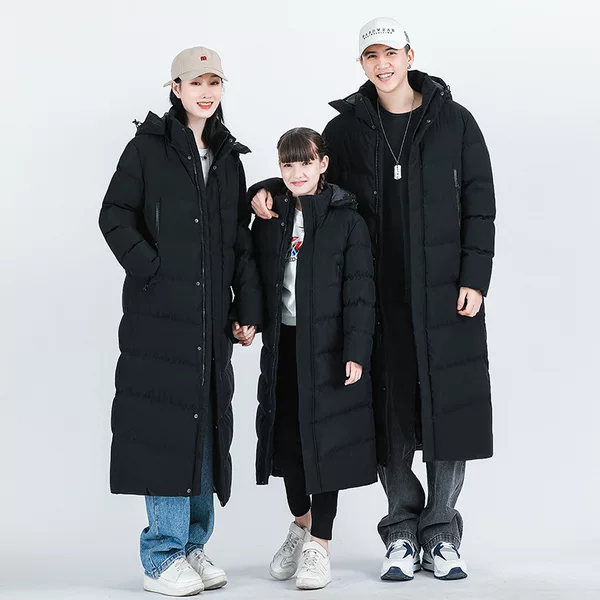 Hooded Tooling Thickened Warm Long Over-the-knee Sports Down Cotton-padded Clothes Loose Winter Training Clothes for Men and Women Sports Students