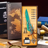 Retro writing brush, gift box, seal, set, European style