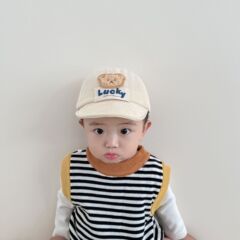 寶寶秋冬季鴨舌帽可愛小熊韓版時尚防風燈芯絨棒球帽軟檐嬰幼兒潮