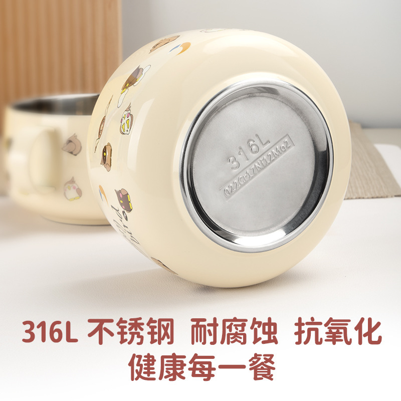 316不锈钢双层真空防烫碗耐摔儿童宝宝专用辅食训练碗食品级|undefined
