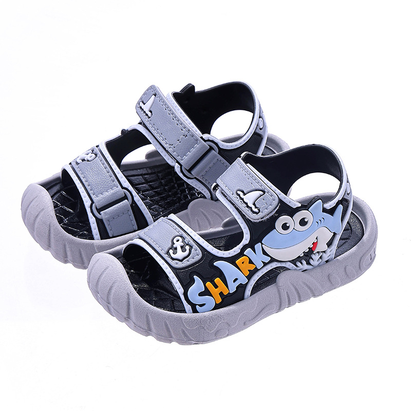 2026 verano nuevas sandalias para niños niños de dibujos animados tiburón sandalias antideslizantes con suela suave zapatos para bebés pequeños image 5
