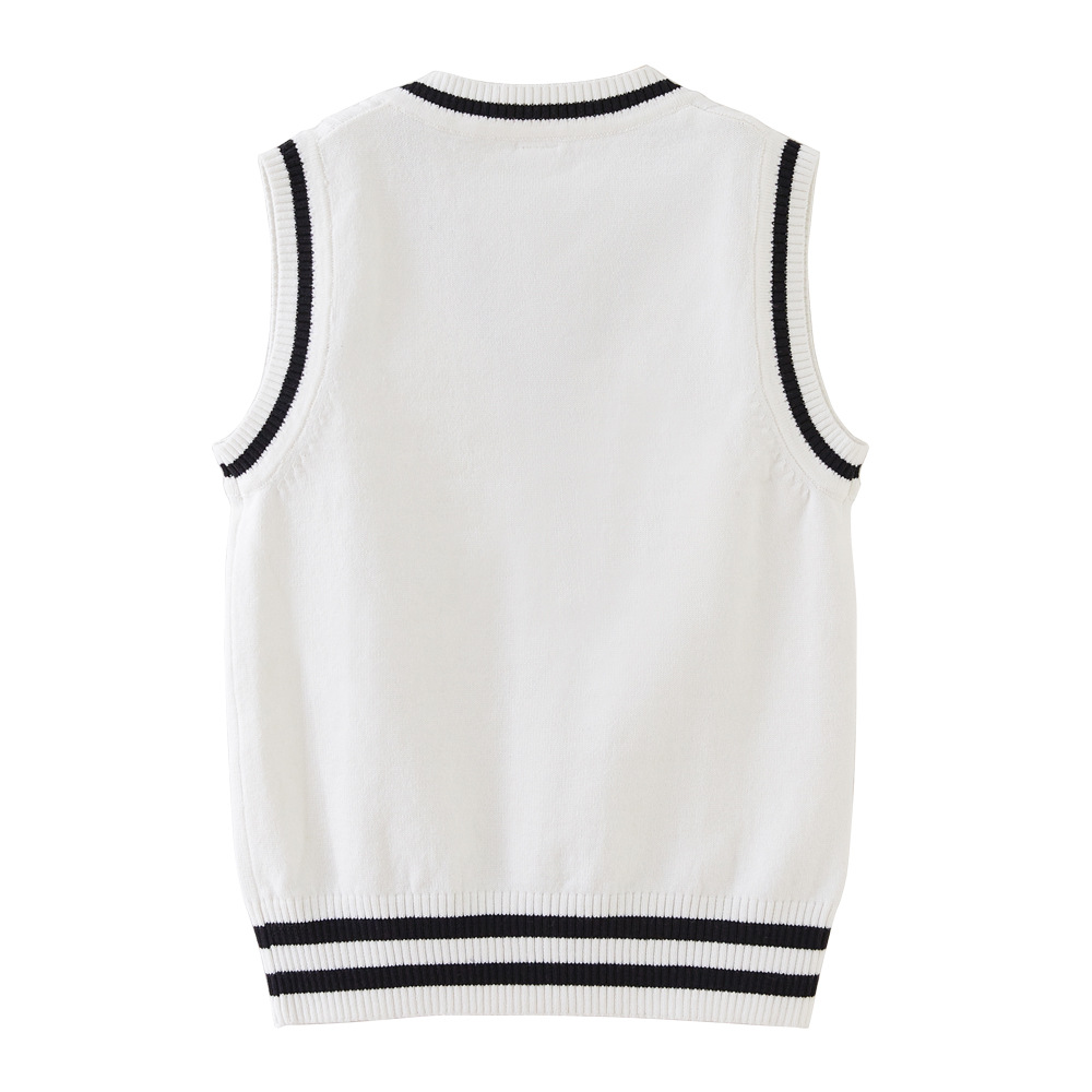 Estilo coreano primavera y otoño giro v-cuello Chaleco de punto para niños uniforme escolar primario y secundario niños y niñas suéter chaleco lana top