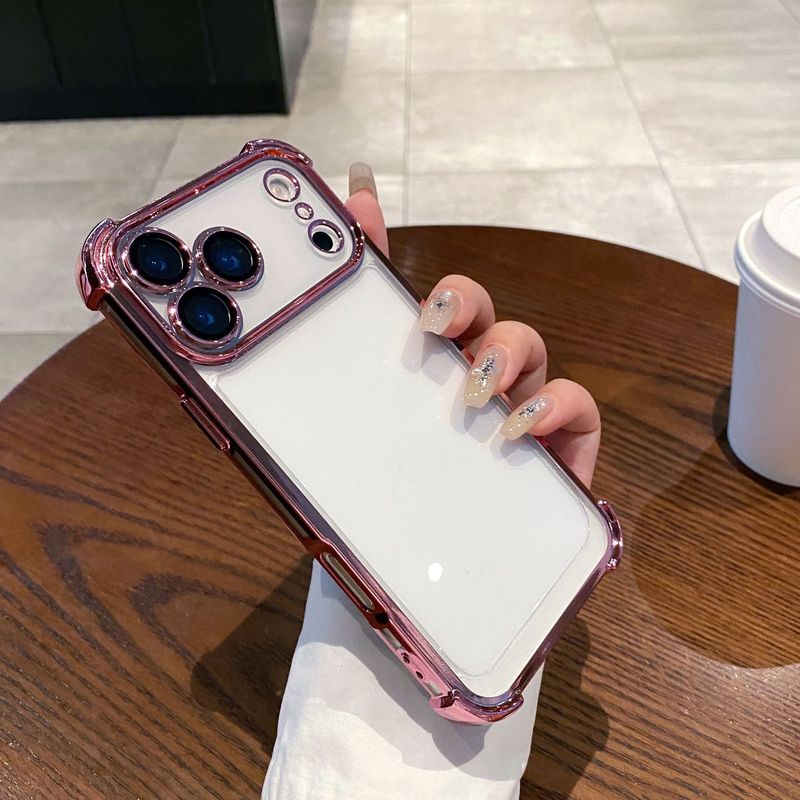 适用iPhone17PROMAX气囊防摔手机壳透明电镀带镜头膜苹果16硬防摔|undefined