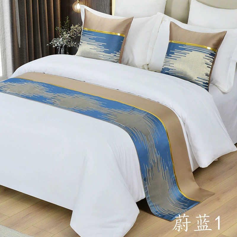 Покрывало и накидка на кровать в стиле лайт-люкс, однотонное темно-синее простое гостиничное постельное белье и полотенца оптом