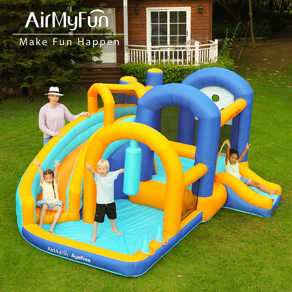 AMF | Nuevo castillo inflable para niños al aire libre piscina de olas pequeño castillo inflable inflable hogar cama de salto inflable