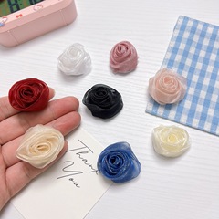 韓国版オーガンザ立体バラのつぼみ diy 手作り帽子アクセサリー衣類コートブローチメッシュフラワーアクセサリー