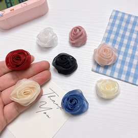 韩版欧根纱立体玫瑰花苞 diy手工头饰配饰服饰衣帽胸针网纱花辅料