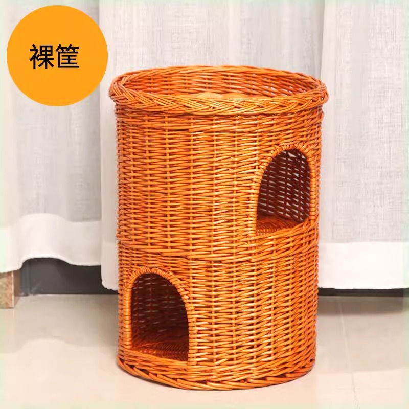 Nido de gato de caña caliente felino de cuatro estaciones desmontable general casa de gato villa pequeña perro de casa de gato felino de sauce estera