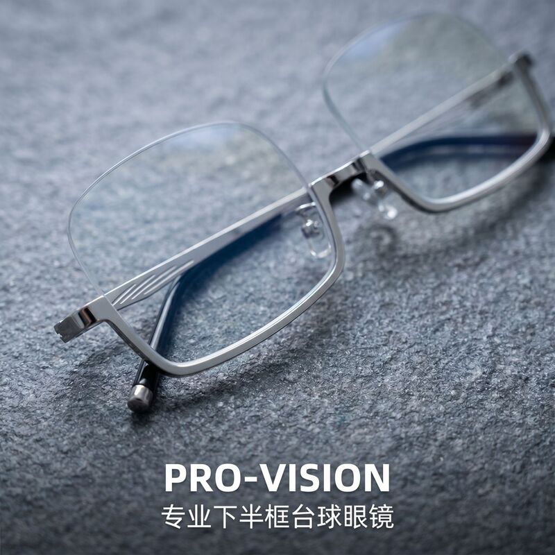 Specialized Billiards Glasses with Wide-Angle High-Focus Aiming Technology, Half-Frame Prescription Eyeglasses for Men, Model T001, Wholesale